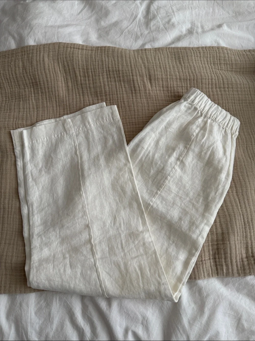 Zara Cream Drawstring Linen-Blend Shorts